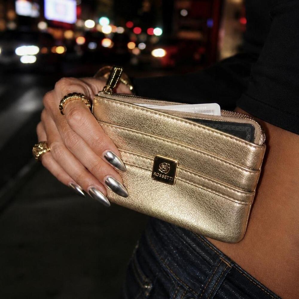 Rosetti Metallic Gold Zip Card Holder